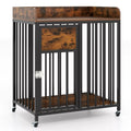 Jaula‑mueble para mascotas con ruedas y mesa auxiliar integrada