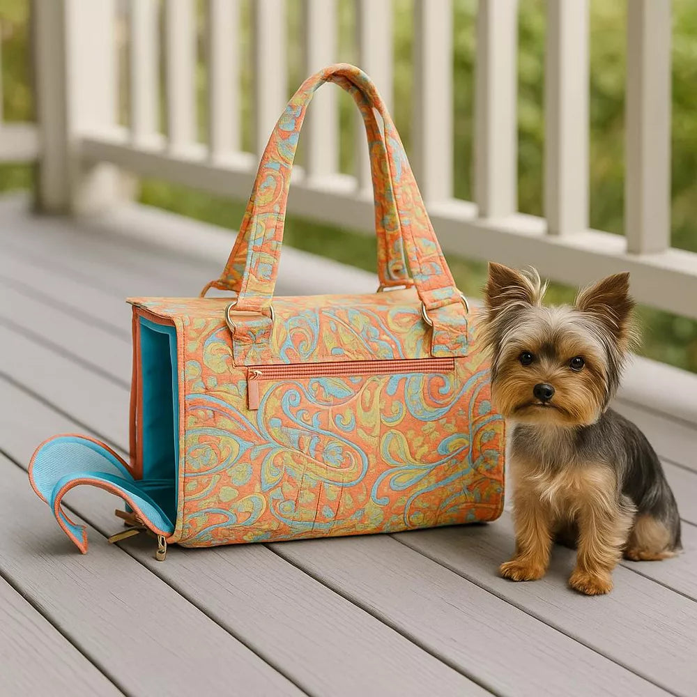 Bolso de mano transportador para mascotas pequeñas con múltiples bolsillos cremallera