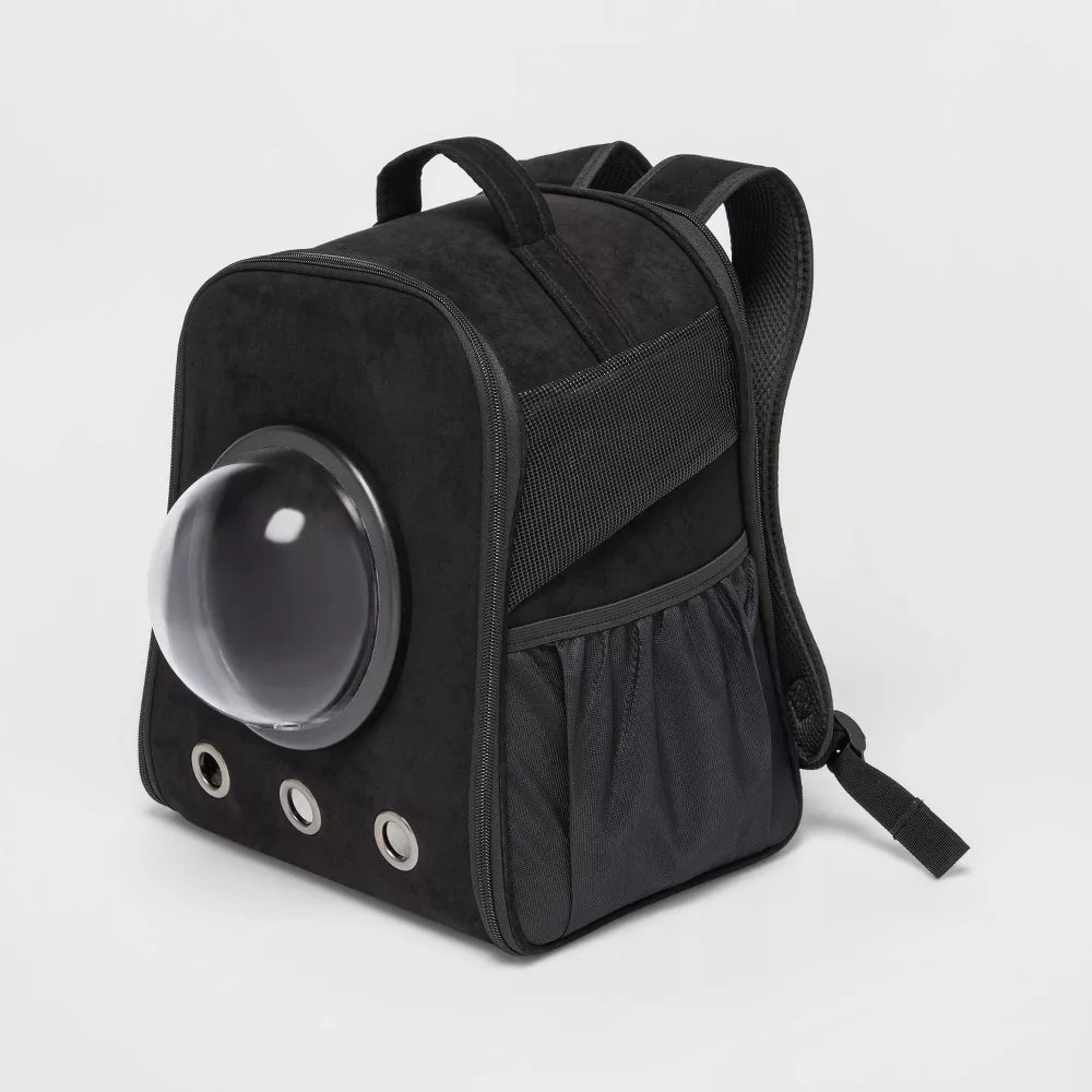 Mochila transportadora para gatos con cúpula transparente y bolsillo lateral