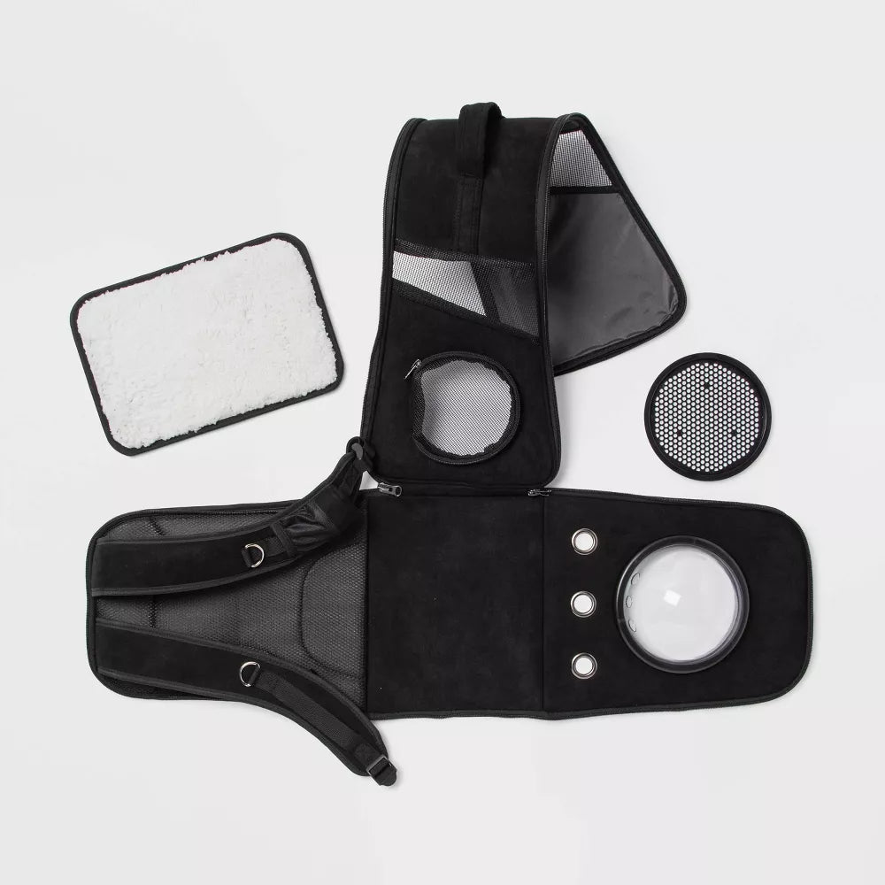 Mochila transportadora para gatos con cúpula transparente y bolsillo lateral