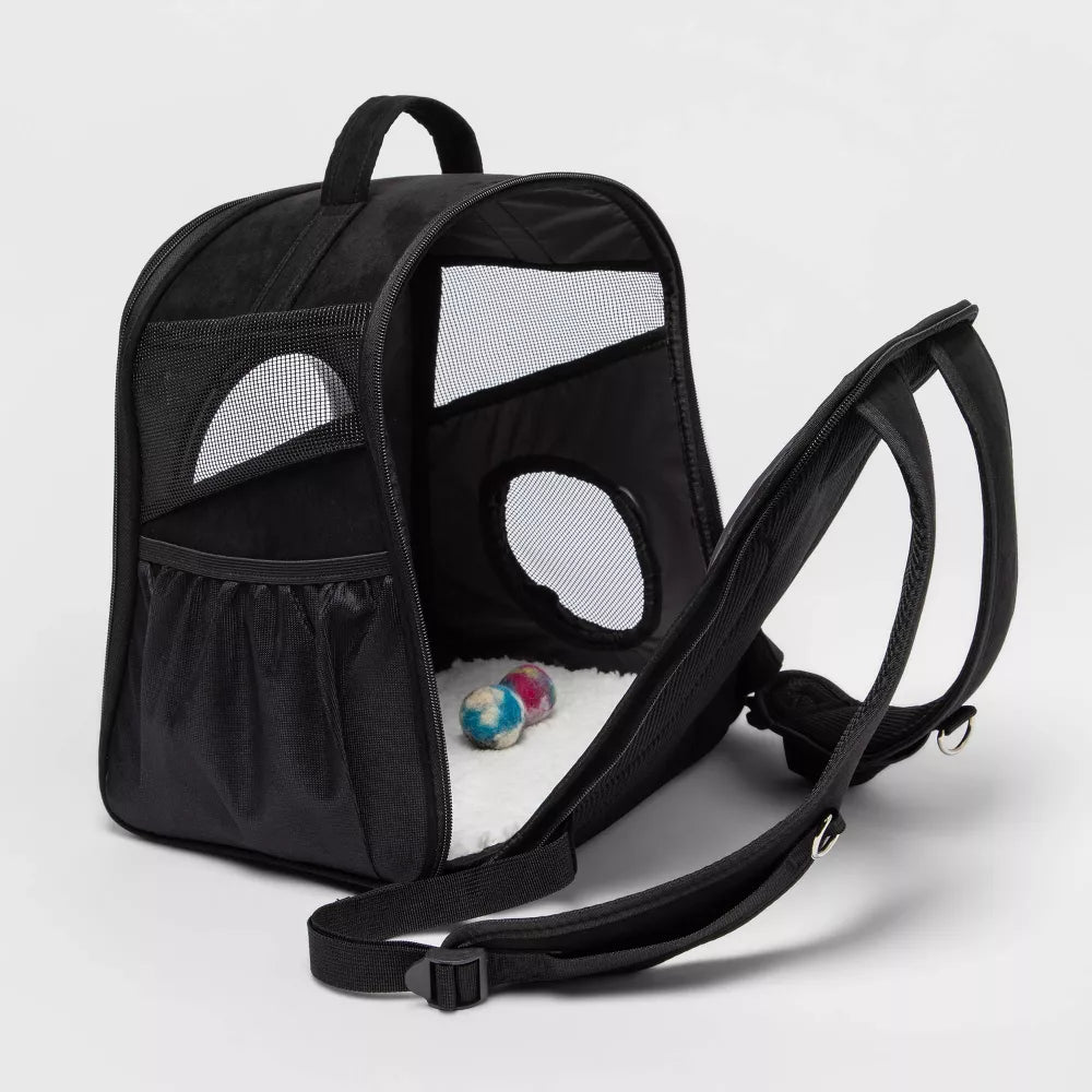 Mochila transportadora para gatos con cúpula transparente y bolsillo lateral